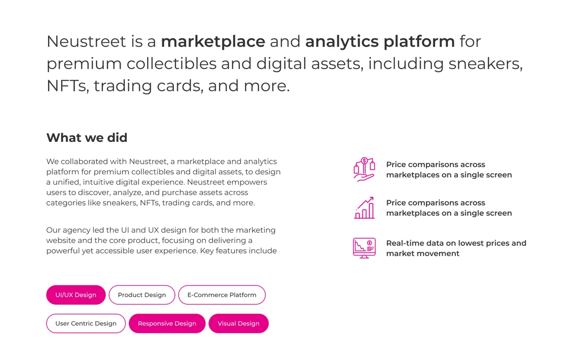 Neustreet — Asset detail page with market data