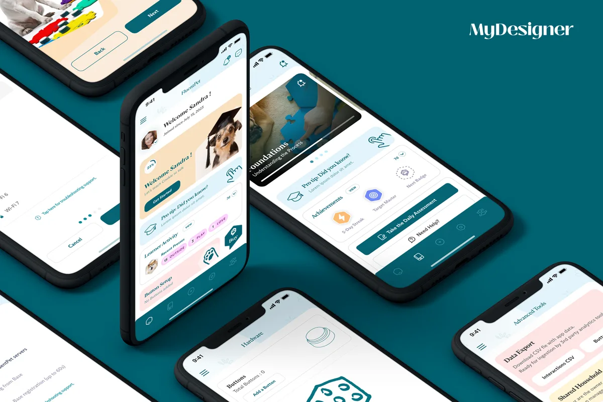 FluentPet — Figma prototype and final screen overview