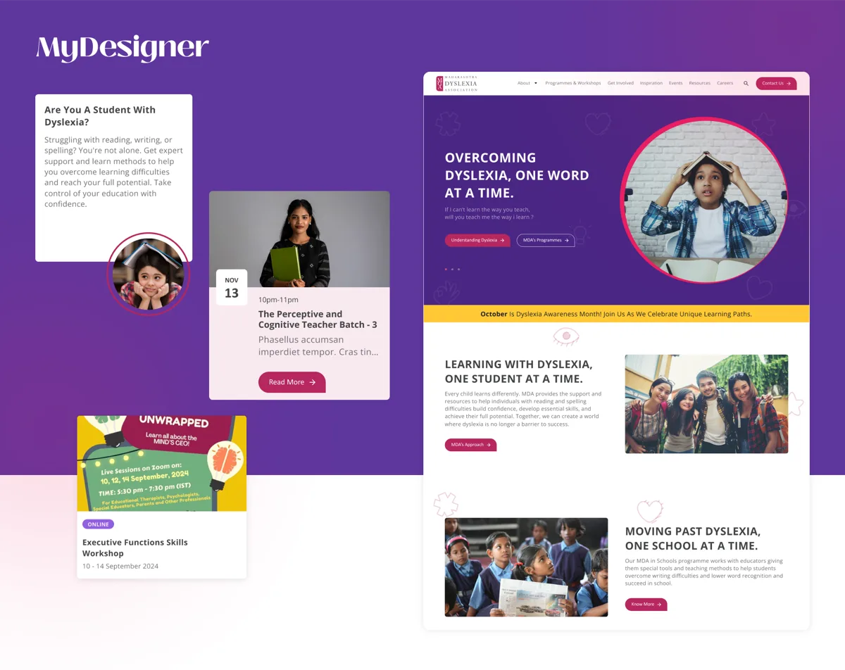 Maharashtra Dyslexia Association — Homepage design