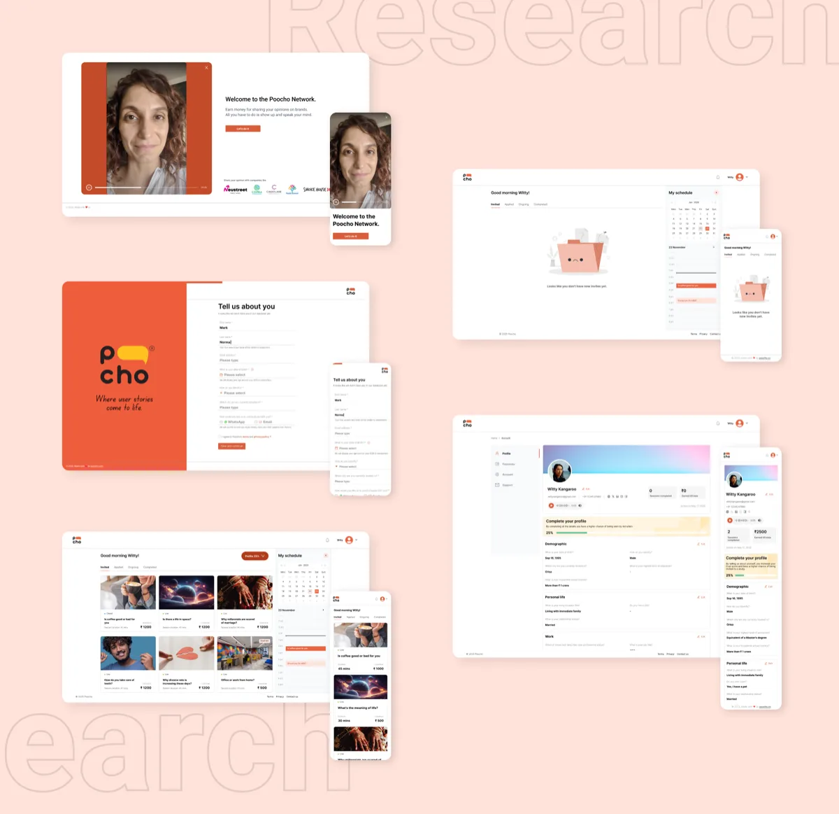 Poocho App — Onboarding and sign-up flow