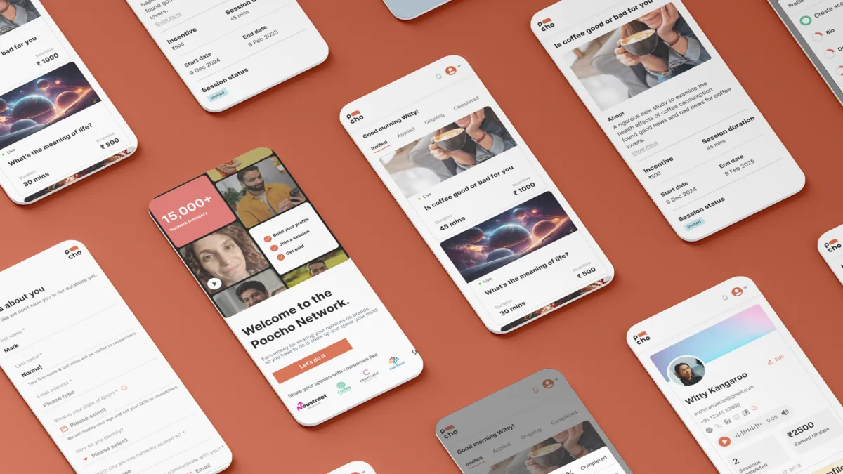 Poocho App — Study creation and management flow
